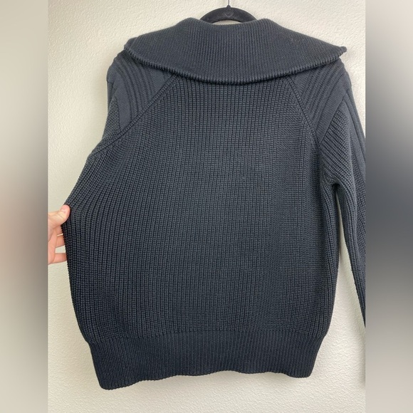 525 America Women's Small Nina 3/4 Zip Sweater Chunky Knit Turtleneck BLACK Pop - Picture 15 of 16